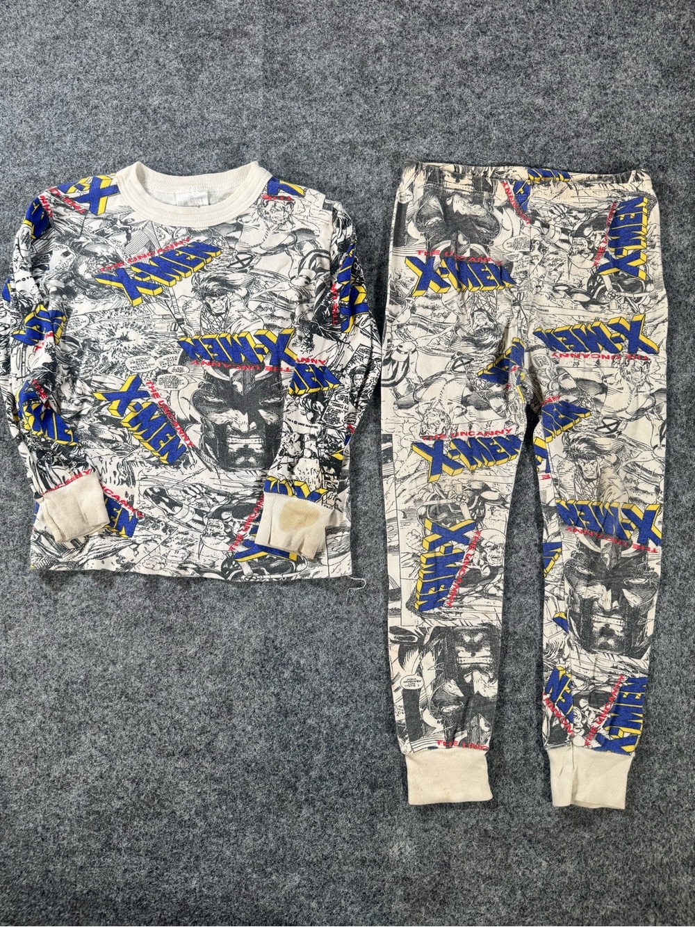 Vintage‎ 90s Marvel X-Men Kids Pajama Set Size 8 USA Wolverine Comic Print